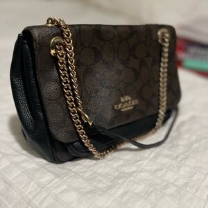 Coach Signature Brown and Black Shoulder Bag